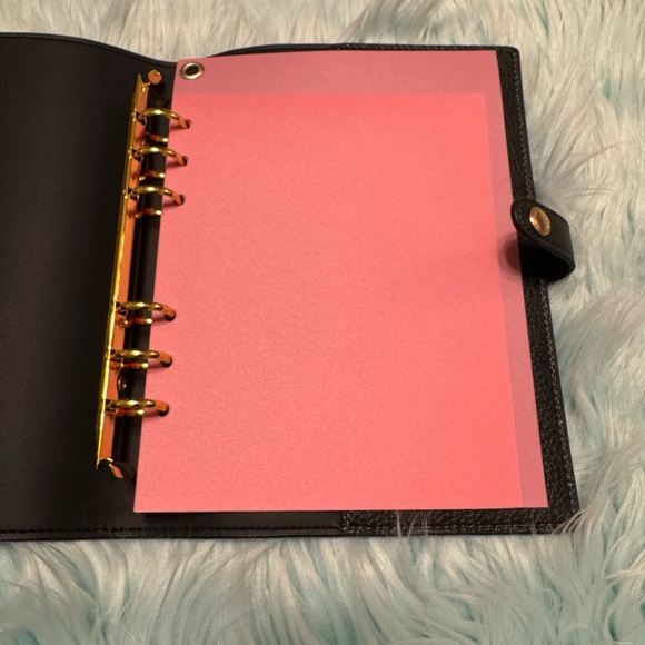 Custom made Coach notebook binder insert- Pink with Gold Rings - Picture 3 of 6
